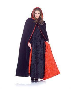 63" Deluxe Velvet and Satin Cape w/Embossed Lining Adult: Black and Red