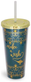 Disney Aladdin "Make A Wish" Reusable Carnival Cup with Lid and Straw | Holds 16 Ounces
