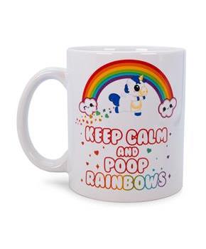 Glitter Galaxy Keep Calm and Poop Rainbows 11 Ounce Ceramic Mug