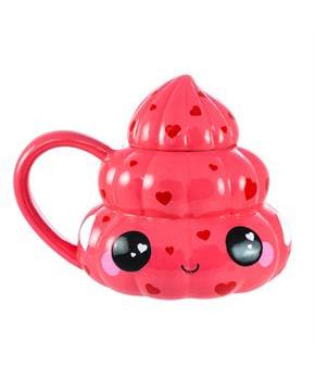 Glitter Galaxy Pink Poop Emoji 20oz Ceramic Mug w/ Lid