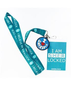 Sherlock Holmes Lanyard: I Am Sherlock Teal with 2D Heart Sherlock Charm