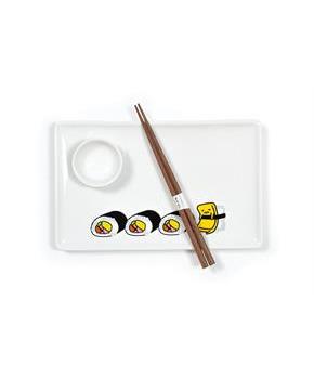 Gudetama Stoneware Sushi Set | Plate | Wasabi Dish | Chopsticks