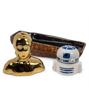 Star Wars C-3PO and R2-D2 Ceramic Shaker Set with Sandcrawler Display Tray