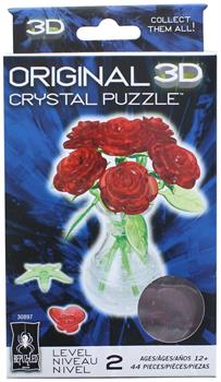 Red Roses in Vase 44 Piece 3D Crystal Jigsaw Puzzle