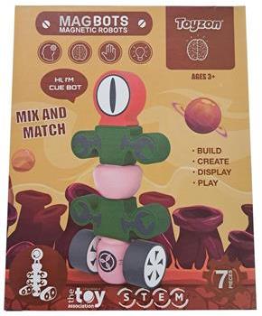 Toyzon MagBot 7 Piece Magnetic Robot Building Set | Cue Bot