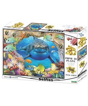 Peek-A Boo Shark in the Deep Blue Sea Super 3D 500 Piece Jigsaw Puzzle