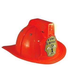 Jr. Fire Fighter Red Helmet w/Lights and Siren Costume Hat Child