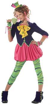 Mad Hatter Alice Wonderland Girl Dress Costume Tween