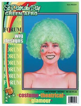 St Patricks Day Green Afro Costume Wig