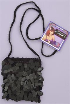 Sequin Flapper Costume Hand Bag Black