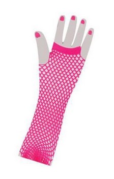 Fishnet Long Fingerless Adult Costume Gloves Pink