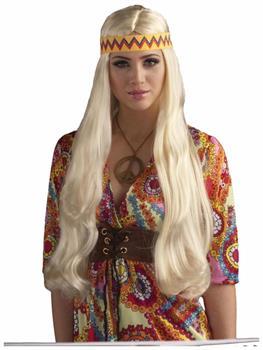 Woodstock Costume Wig With Headband Blonde
