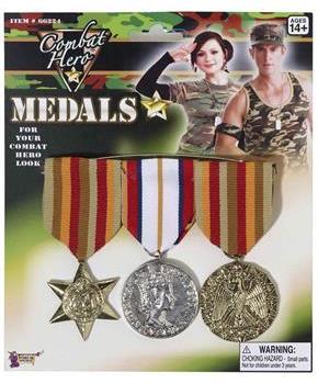 Combat Hero Army Medals Costume Accessory Set of 3