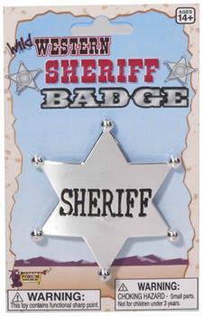 Western Cowboy Sheriff Badge Costume Accessory - Silver