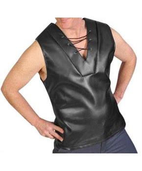 Tv Reporter Bruno Black Faux Leather Costume Vest