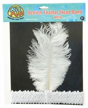 Ostrich Feather Head Band/White (Include 1 Units)