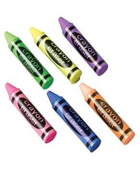 Crayon Shape Erasers/36-Bx (Include 36 Units)