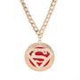 Superman Logo Bling Gold Round Sparkle Pendant Necklace