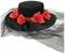 Day of the Dead Skeleton Adult Costume Gaucho Hat with Red Roses and Veil