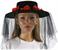 Day of the Dead Skeleton Adult Costume Gaucho Hat with Red Roses and Veil