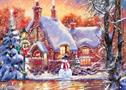 Snowman Cottage 500 Piece Glitter Jigsaw Puzzle