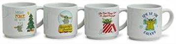 Star Wars Grogu Holiday Cuteness 4-Piece 10oz Stackable Ceramic Mug Set