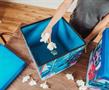 Disney Stitch and Angel 15-Inch Storage Bin Cube Organizers with Lids | Set of 2