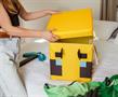 Minecraft Bee Fabric Storage Bin Cube Organizer with Lid | 15 Inches