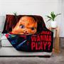 Childs Play Chucky Wanna Play 50x60 Inch Fleece Throw Blanket