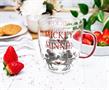 Disney Minnie And Mickey Mouse Glass Mug With Glitter Handle | Holds 14 Ounces