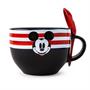 Disney Mickey Mouse Red-Striped Ceramic Soup Mug With Spoon | Holds 24 Ounces