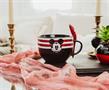 Disney Mickey Mouse Red-Striped Ceramic Soup Mug With Spoon | Holds 24 Ounces
