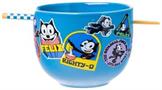 Felix the Cat the OG Felix Badges 20oz Ceramic Ramen Bowl with Chopsticks