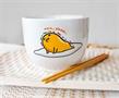 Sanrio Gudetama Top Ramen Japanese Dinner Set | 20-Ounce Ramen Bowl, Chopsticks