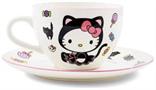 Sanrio Hello Kitty Black Cat Bone China Teacup and Saucer Set | Holds 7 Ounces