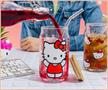 Sanrio Hello Kitty 16-Ounce Glass Tumblers With Bamboo Lid and Straw | Set of 2