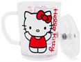 Sanrio Hello Kitty Red Outfit Glass Mug With Lid | Holds 14 Ounces