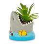 JAWS Shark 4-Inch Ceramic Mini Planter With Artificial Succulent