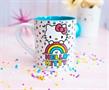 Sanrio Hello Kitty Rainbow Glitter Ceramic Mug | Holds 14 Ounces