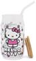 Sanrio Hello Kitty Strawberry 16-Ounce Glass Tumbler With Bamboo Lid and Straw