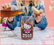 Sanrio Hello Kitty Strawberry 16-Ounce Glass Tumbler With Bamboo Lid and Straw