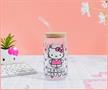Sanrio Hello Kitty Strawberry 16-Ounce Glass Tumbler With Bamboo Lid and Straw
