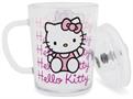 Sanrio Hello Kitty Pink Outfit Glass Mug With Lid | Holds 14 Ounces
