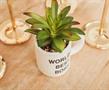 The Office Worlds Best Boss Mini Ceramic Planter with Artificial Plant