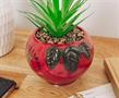 The Office Schrute Farms Rustic 8.25 x 4.5 Inch Ceramic Planter w/Artificial Plant