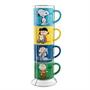 Peanuts Characters Ceramic Stacking Mug Set With Rack | Each Holds 10 Ounces