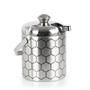 Stainless Steel Ice Bucket With Ice Molecule Pattern | Includes Set Of Ice Tongs