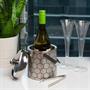 Stainless Steel Ice Bucket With Ice Molecule Pattern | Includes Set Of Ice Tongs