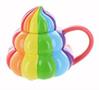 Glitter Galaxy Collectibles | Rainbow Poop Emoji Mug with Lid | 20 oz