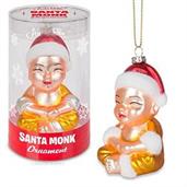 Santa Monk Glass Holiday Ornament
